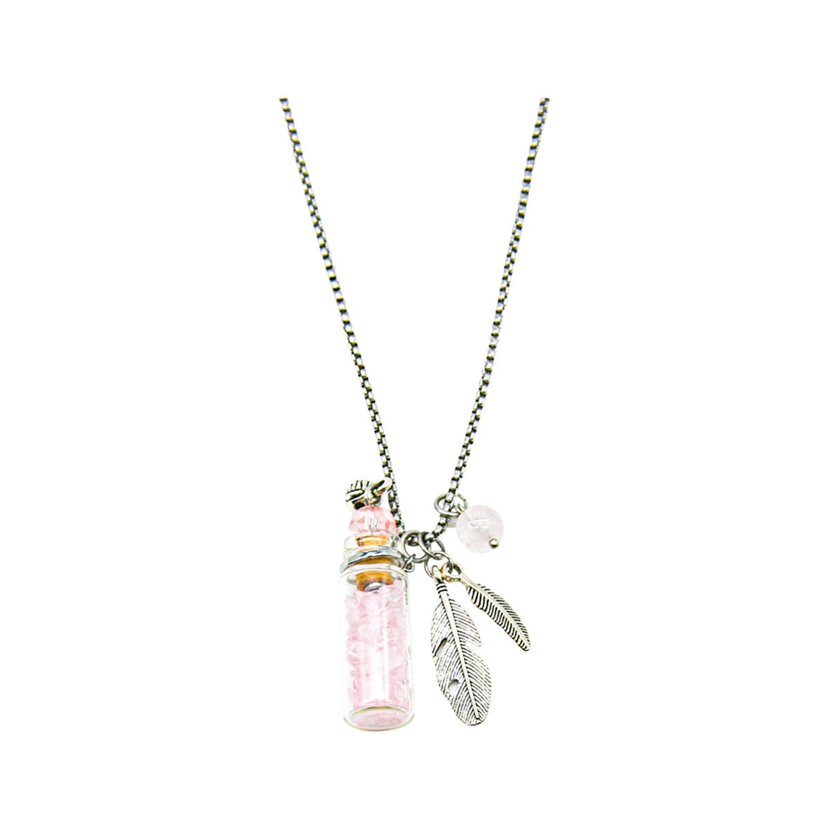 Amrita Court Aroma Necklace Crystal Bottle Rose Quartz + Purify Essential Oil 10ml Pk