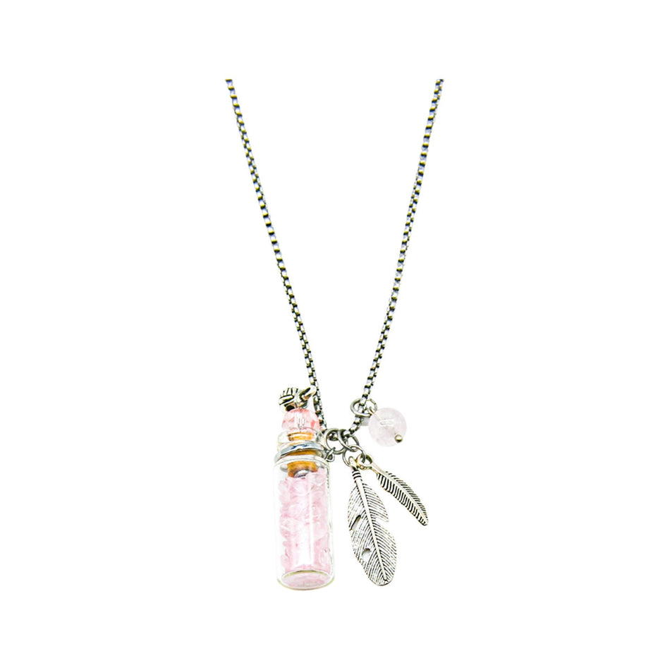 Amrita Court Aroma Necklace Crystal Bottle Rose Quartz + Purify Essential Oil 10ml Pk