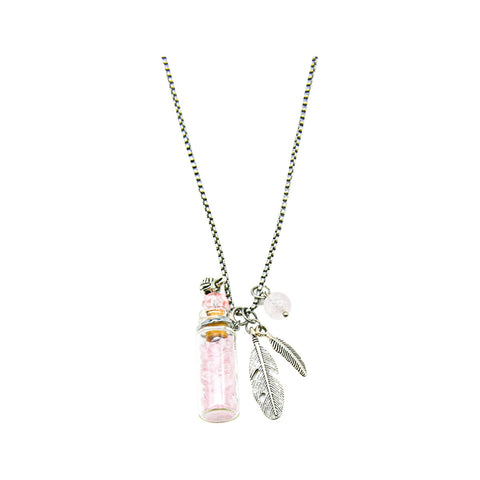 Amrita Court Aroma Necklace Crystal Bottle Rose Quartz Purify Essential Oil 10ml Pk