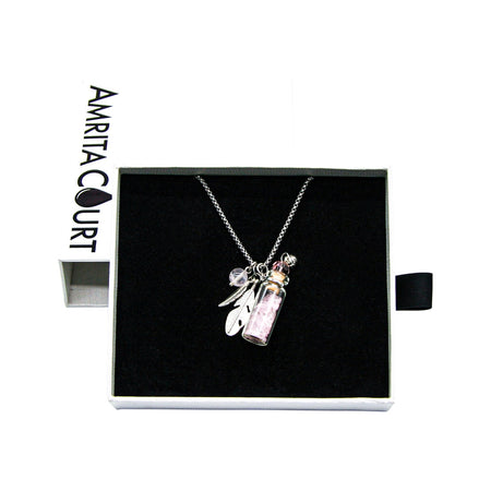 Amrita Court Aroma Necklace Crystal Bottle Rose Quartz + Purify Essential Oil 10ml Pk