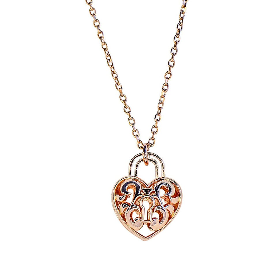 Amrita Court Aroma Necklace Rose Gold Heart Lock + Purify Essential Oil 10ml Pk