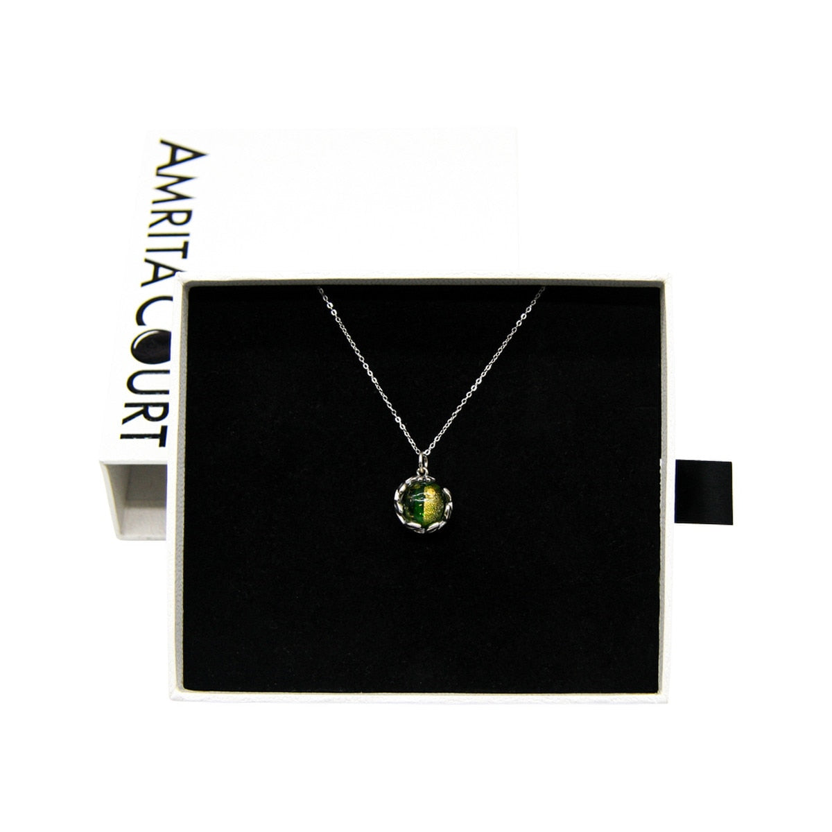 Amrita Court Aroma Necklace White Gold Planet Aurum Verdant Golden Green + Purify Essential Oil 10ml Pk