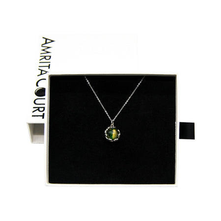 Amrita Court Aroma Necklace White Gold Planet Aurum Verdant Golden Green + Purify Essential Oil 10ml Pk