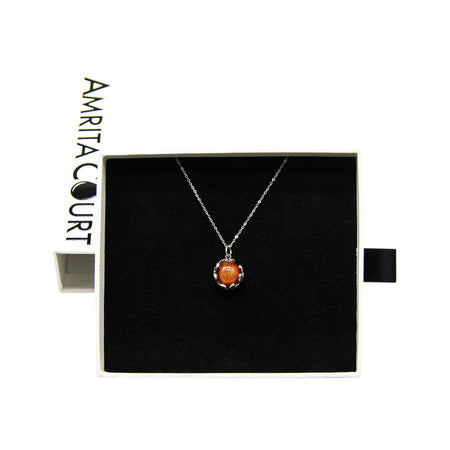 Amrita Court Aroma Necklace White Gold Planet Solstice Sunburst Bright Red + Purify Essential Oil 10ml Pk