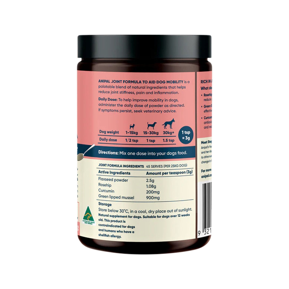 Anipal Joint Formula Powder Meal Topper for Dogs 135g