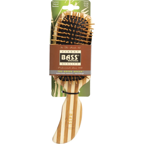 BASS BRUSHES Bamboo Hair Brush Semi S Shaped Handle 1