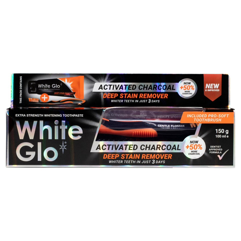 White Glo Charcoal Deep Stain Remover Toothpaste 150g