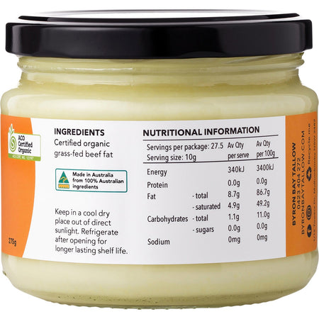 Byron Bay Tallow Organic Grass Fed Beef Tallow 275g