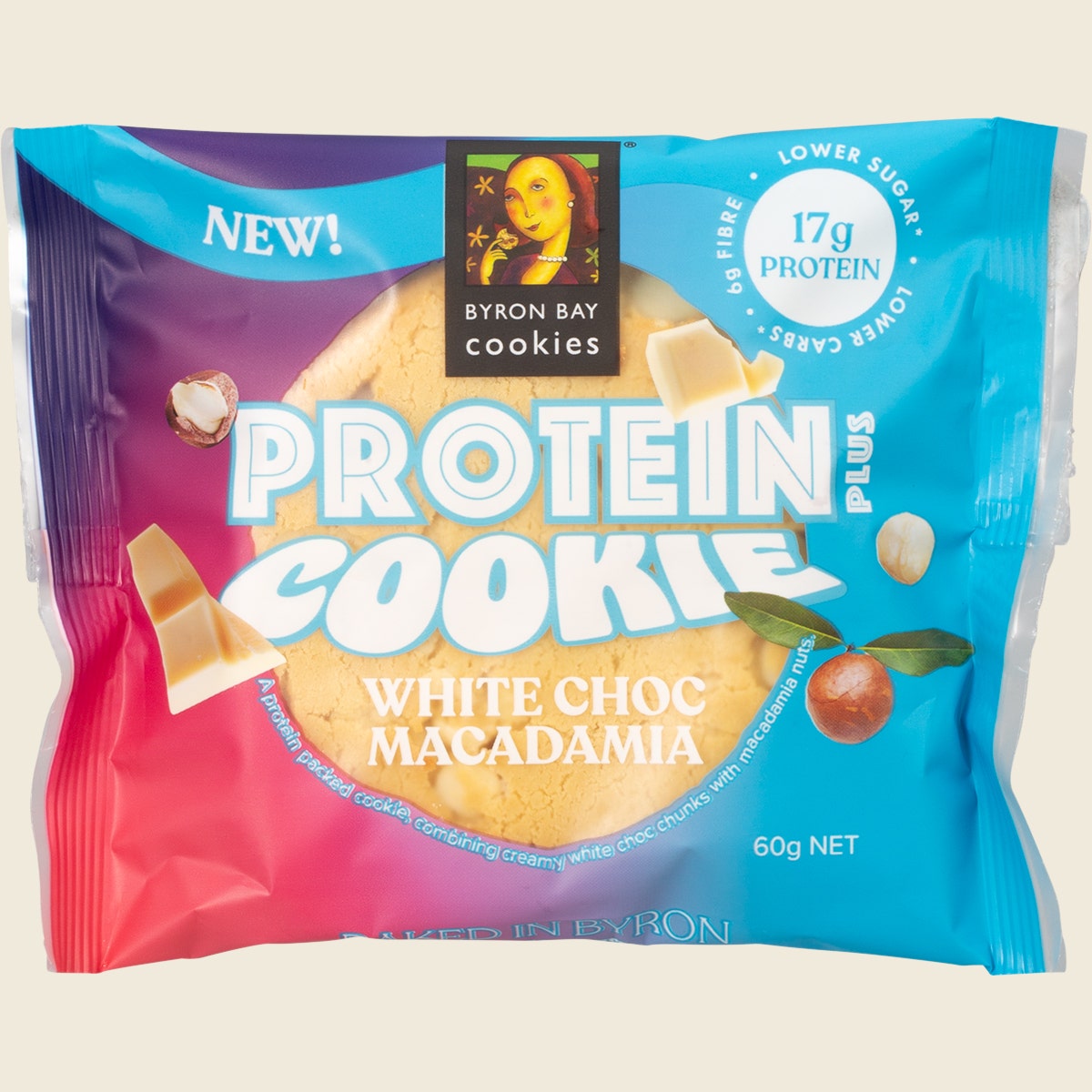 Byron Bay Cookies Protein Cookie White Choc Macadamia 12x60g