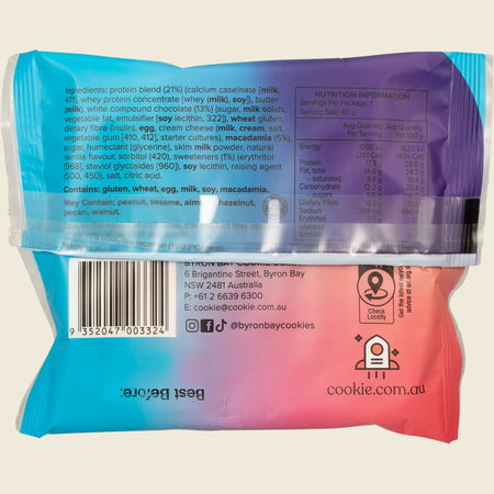 Byron Bay Cookies Protein Cookie White Choc Macadamia 12x60g