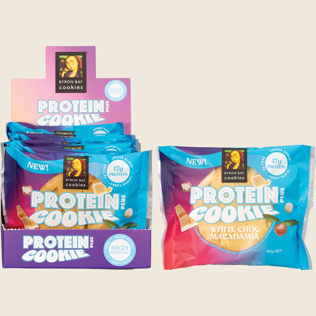 Byron Bay Cookies Protein Cookie White Choc Macadamia 12x60g