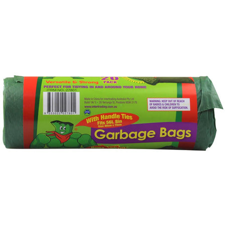 KWIK LIFE GARBAGE BAGS 56L 80cm x 70cm 20 Pack
