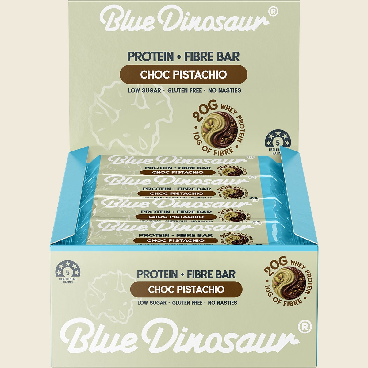Blue Dinosaur Protein + Fibre Bar Choc Pistachio 12x50g