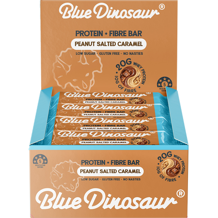 Blue Dinosaur Protein + Fibre Bar Peanut Salted Caramel 12x50g