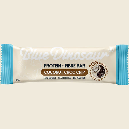 Blue Dinosaur Protein + Fibre Bar Coconut Choc Chip 12x50g
