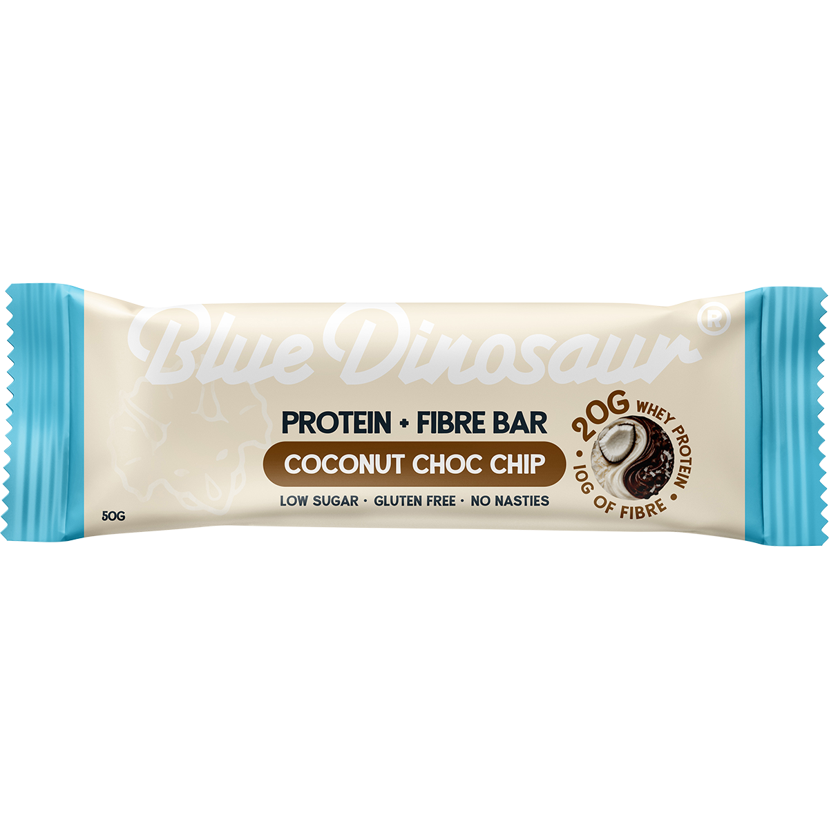 Blue Dinosaur Protein + Fibre Bar Coconut Choc Chip 12x50g