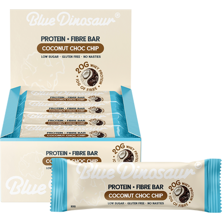 Blue Dinosaur Protein + Fibre Bar Coconut Choc Chip 12x50g
