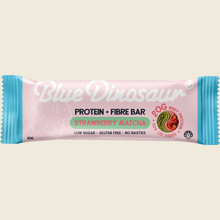 Blue Dinosaur Protein + Fibre Bar Strawberry Matcha 12x50g