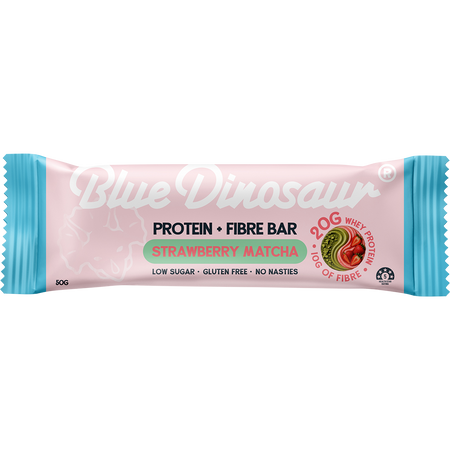 Blue Dinosaur Protein + Fibre Bar Strawberry Matcha 12x50g
