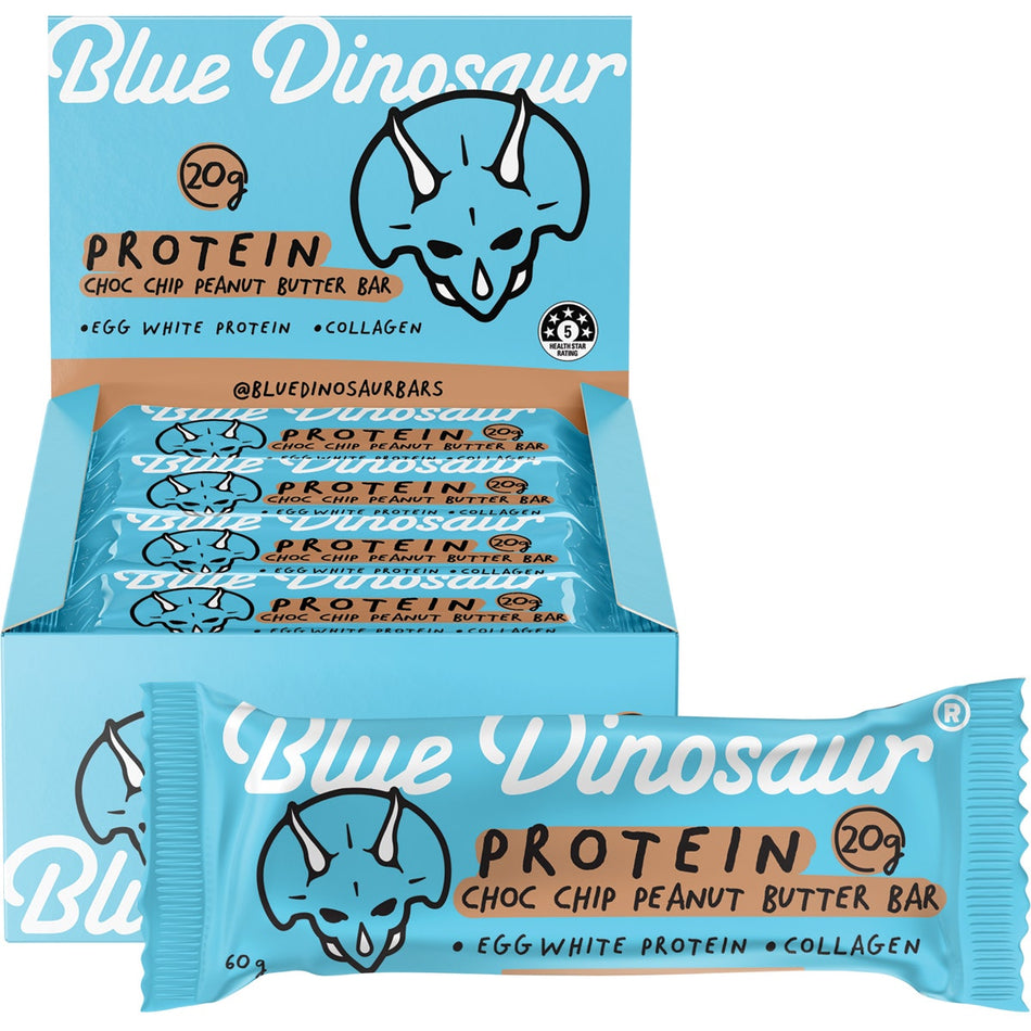 Blue Dinosaur Protein Bar Choc Chip P.butter 60g (Pack of 12)