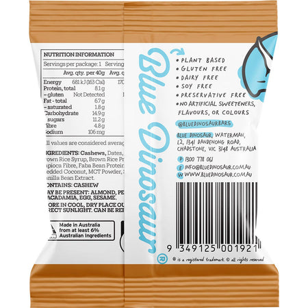Blue Dinosaur Protein Ball Caramel Cashew 12x40g