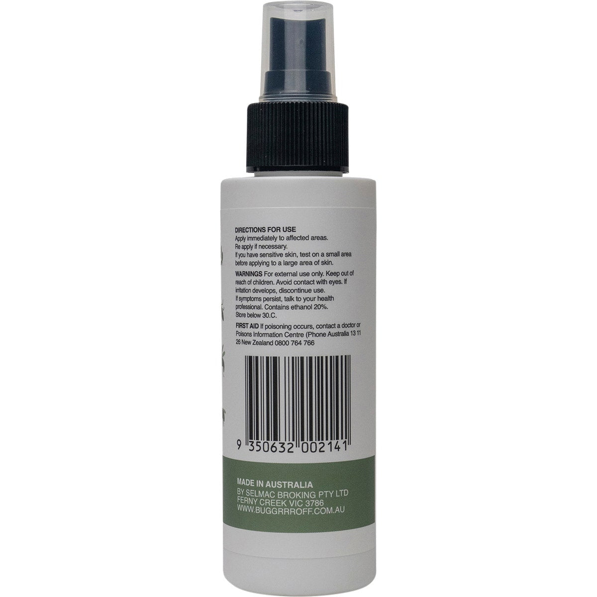 Bug-Grrr Off For bites stings + itchy things 100% Natural Spray 100ml