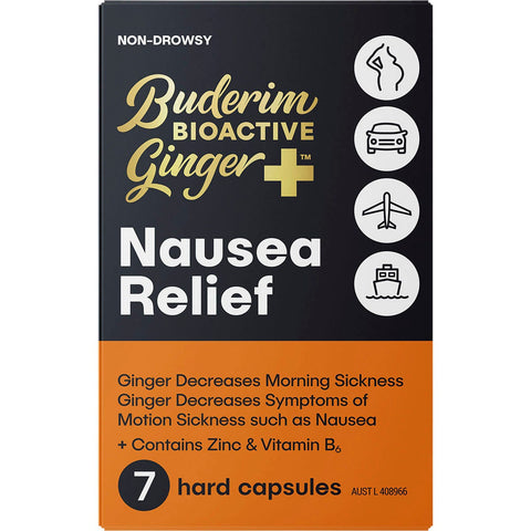 BUDERIM GINGER Bioactive + Nausea Relief Capsules 7 Caps
