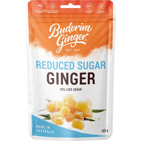 BUDERIM GINGER Reduced Sugar Ginger 75% Less Sugar 125g