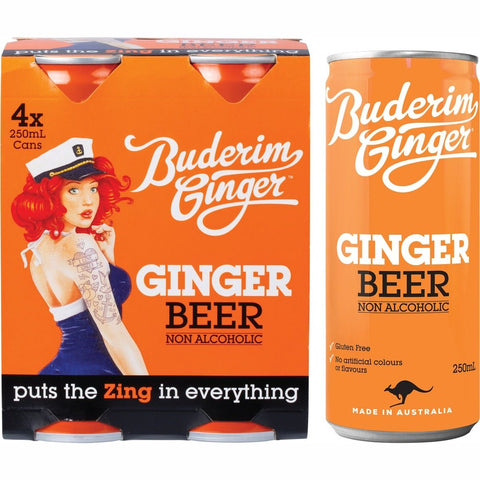 BUDERIM GINGER Ginger Beer Non Alcoholic 4x250ml