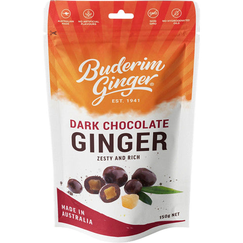 BUDERIM GINGER Dark Chocolate Ginger Zesty and Rich 150g