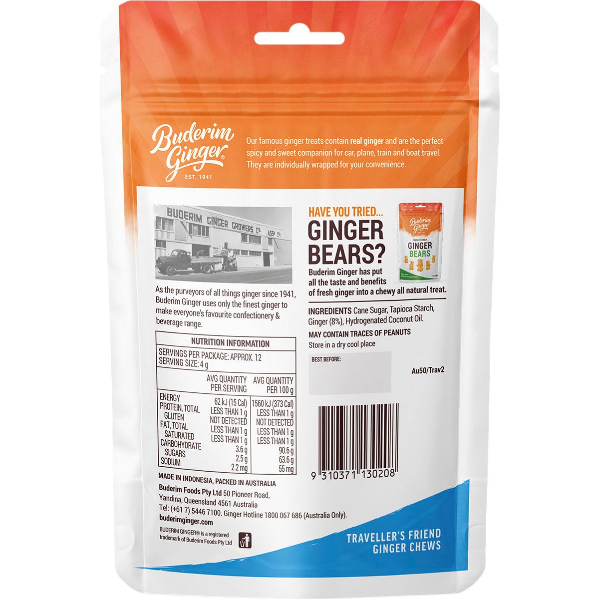Buderim Ginger Traveller's Friend Ginger Chews 50g