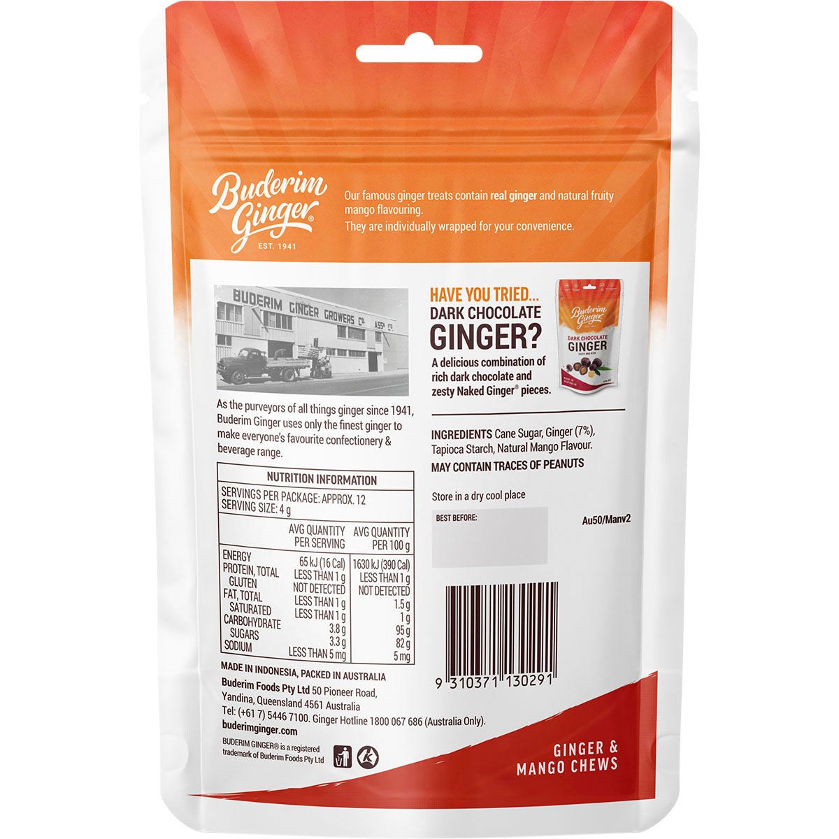 Buderim Ginger Ginger & Mango Chews 50g