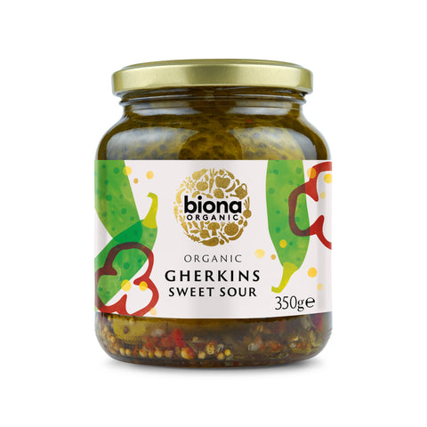 Biona Organic Gherkins Sweet Sour 350g (Pack of 6)