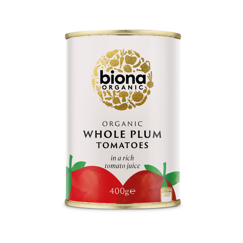 Biona Organic Whole Plum Peeled Tomatoes 400g (Pack of 12)