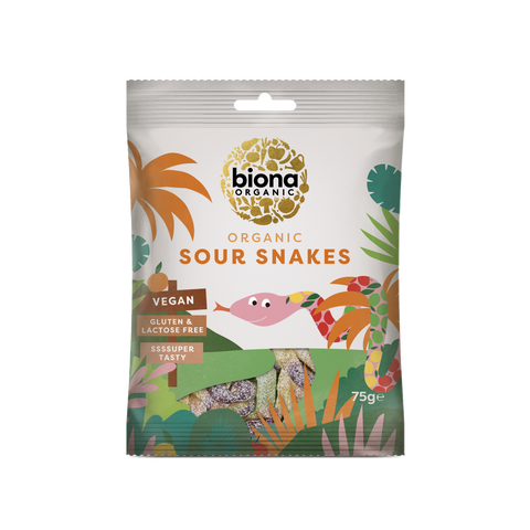 Biona Organic Sour Snakes 75g (Pack of 10)