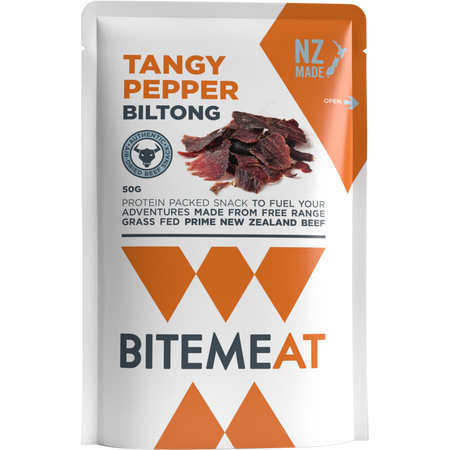 BiteMeat Grass Fed Biltong Tangy Pepper 10x50g
