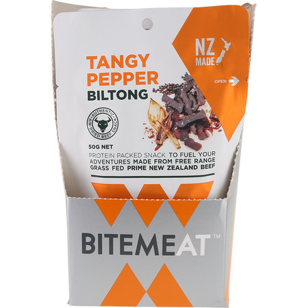 BiteMeat Grass Fed Biltong Tangy Pepper 10x50g