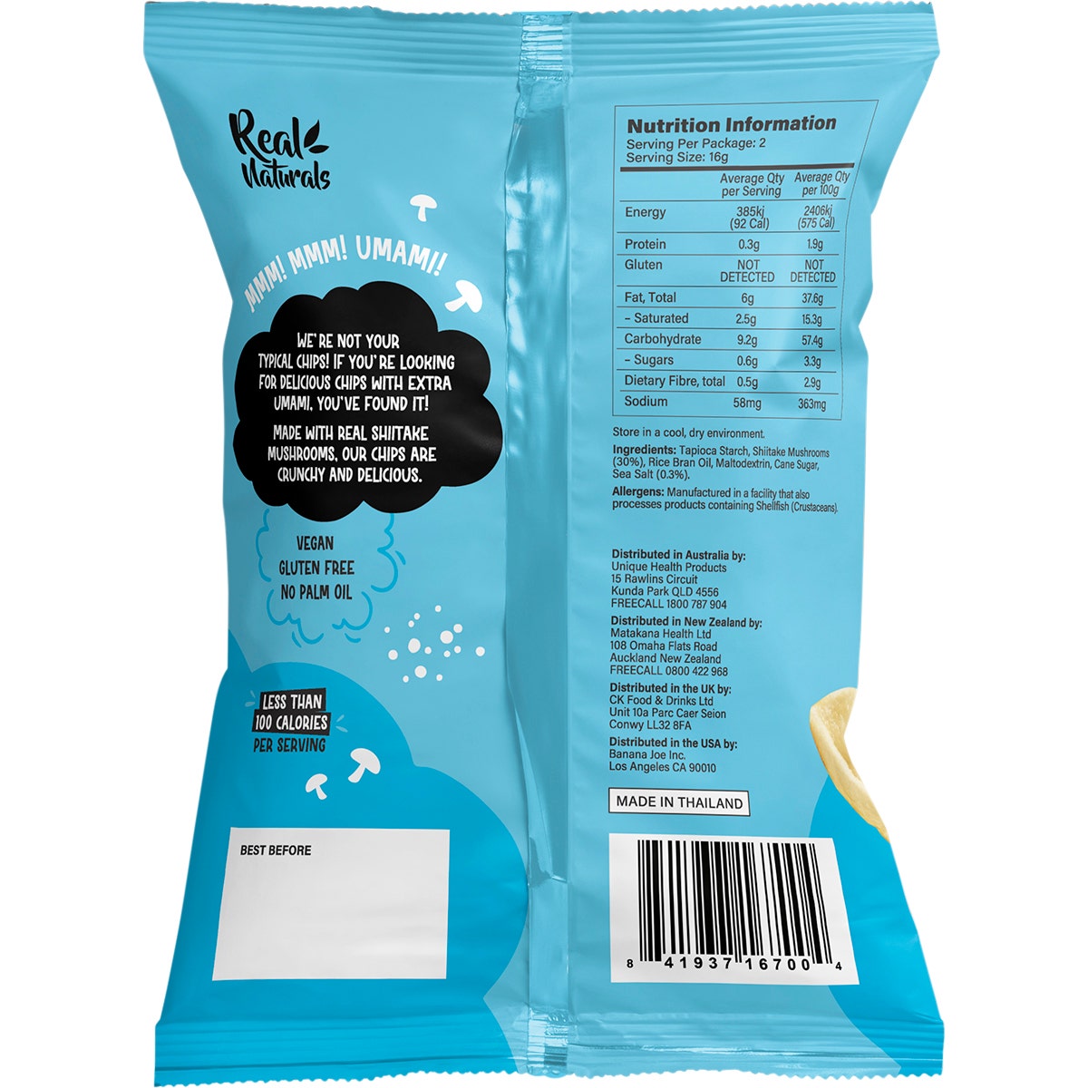 REAL NATURALS Shiitake Mushroom Chips Sea Salt 12x32g