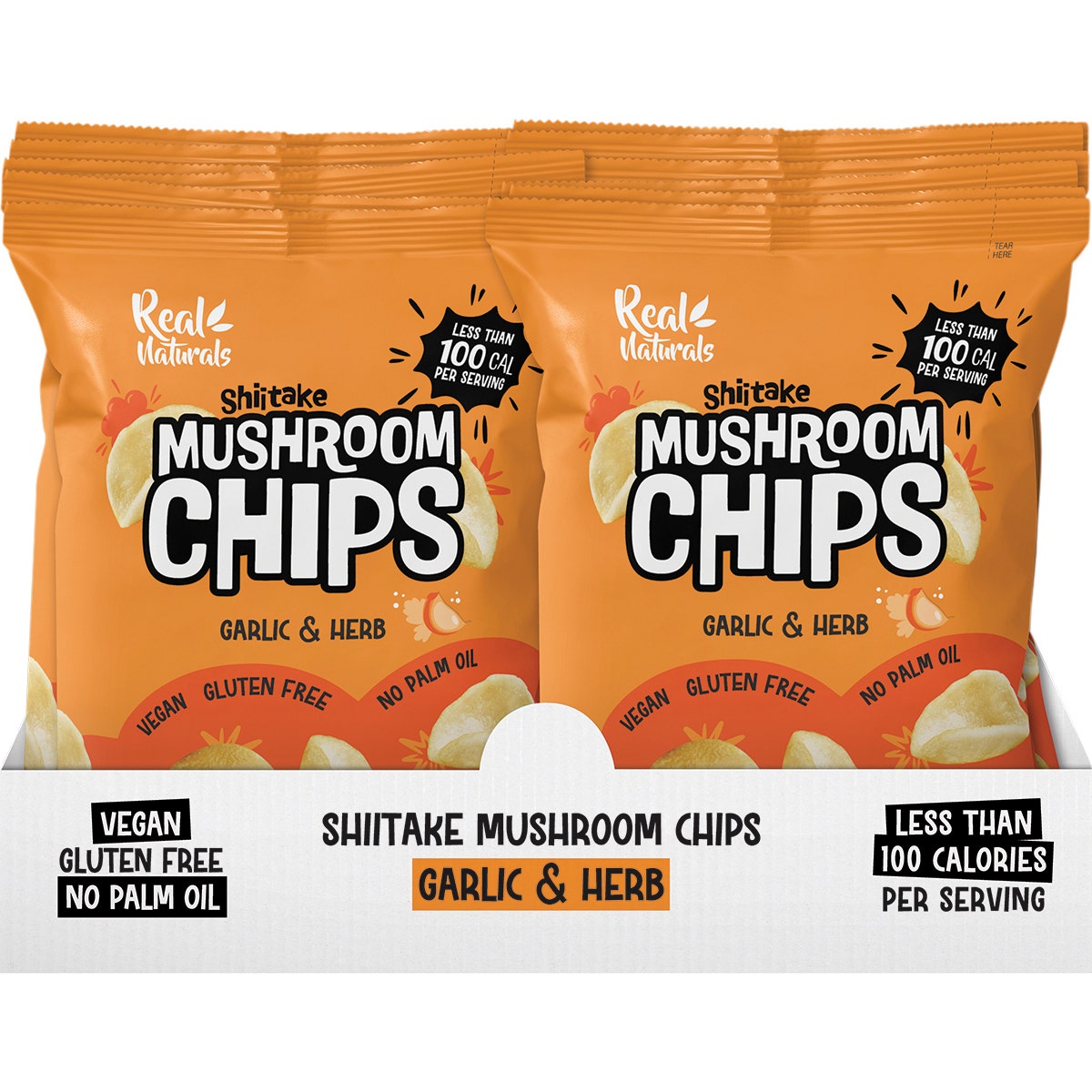 REAL NATURALS Shiitake Mushroom Chips Garlic & Herb 12x32g