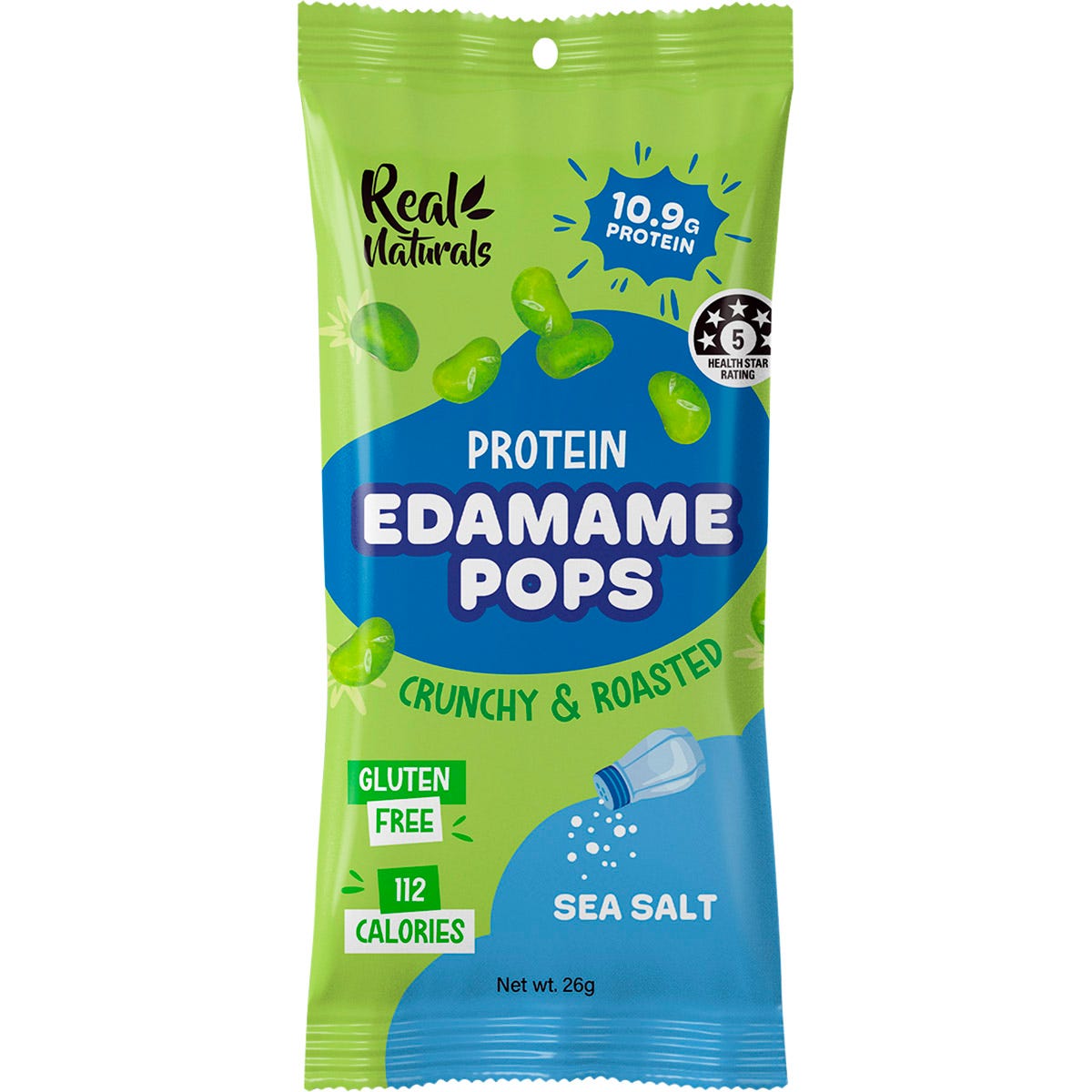 Real Naturals Protein Edamame Pops Sea Salt 10x26g