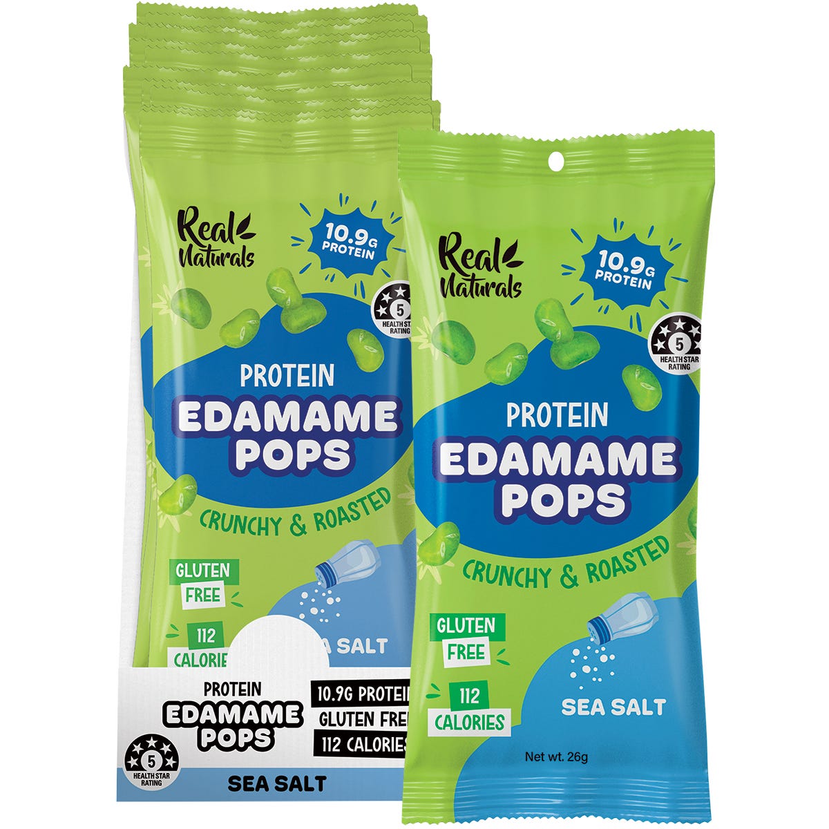 Real Naturals Protein Edamame Pops Sea Salt 10x26g