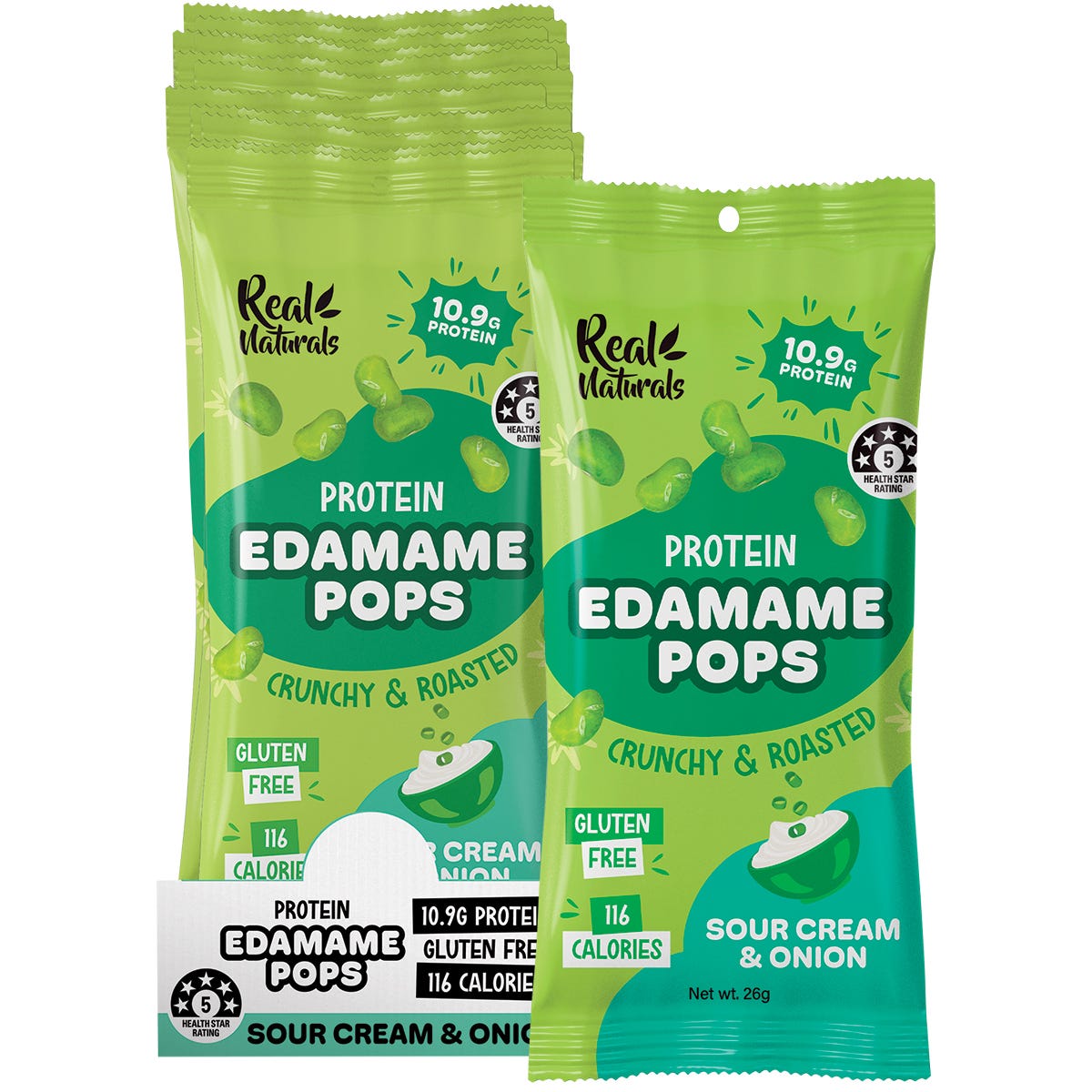 Real Naturals Protein Edamame Pops Sour Cream 10x26g