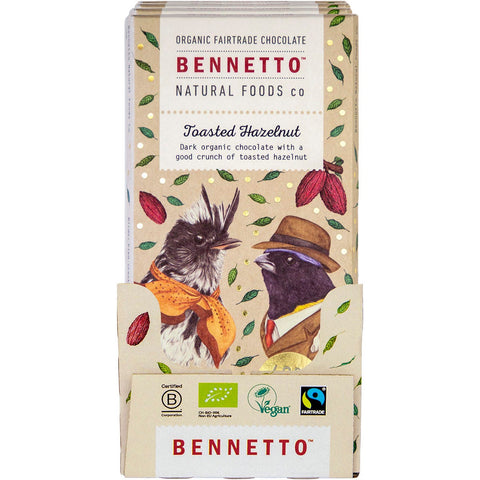 BENNETTO Organic Dark Chocolate Toasted Hazelnut 12x80g