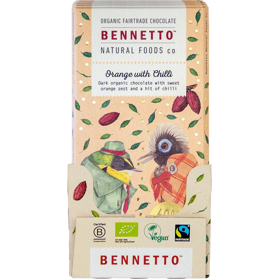 Bennetto Organic Dark Chocolate Orange With Chilli 12x80g