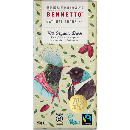 BENNETTO Organic Dark Chocolate 70% Organic Dark 12x80g