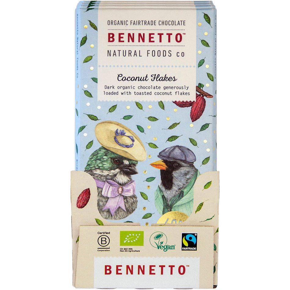 Bennetto Organic Dark Chocolate Coconut Flakes 12x80g