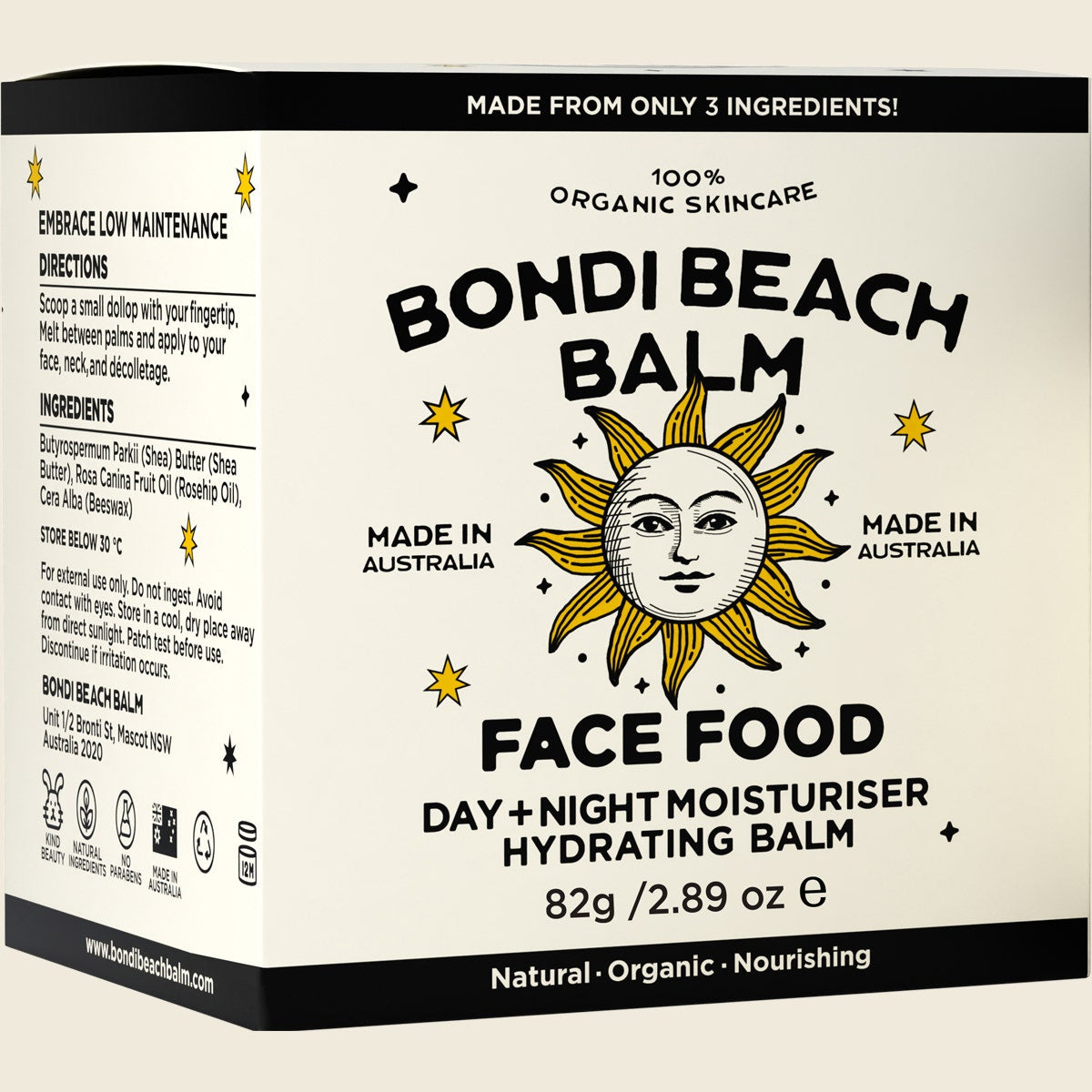 Bondi Beach Balm Face Food Day + Night Moisturiser Hydrating Balm 82g