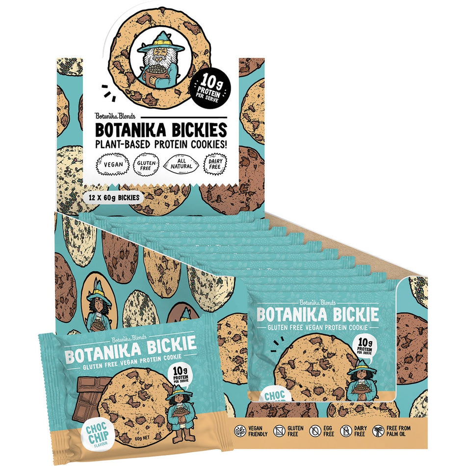 Botanika Blends Botanika Bickie Vegan Protein Cookie- Choc Chip 60g 12 Pack