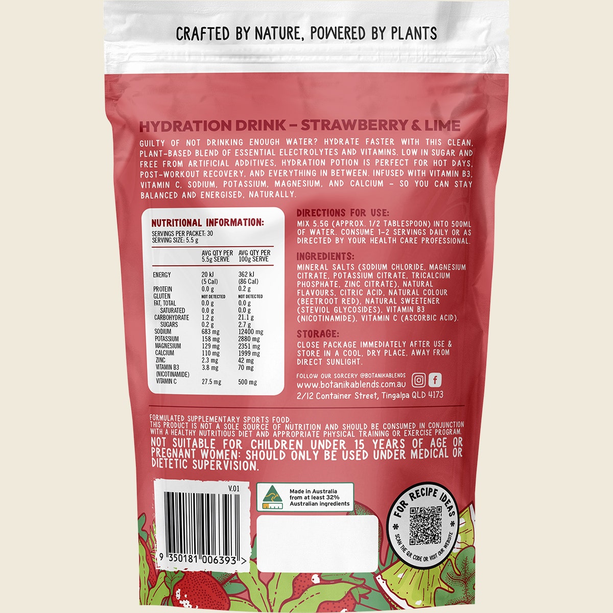Botanika Blends Hydration Potion Strawberry Lime 165g