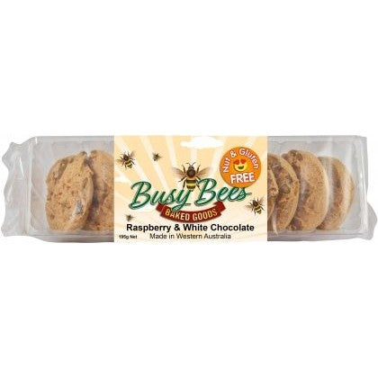 Busy Bees Gluten Free Raspberry & White Chocolate 195g
